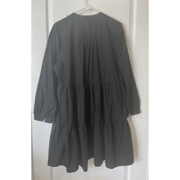J Crew Embroidered Poplin Tiered Black Dress Size XL - Picture 2 of 10